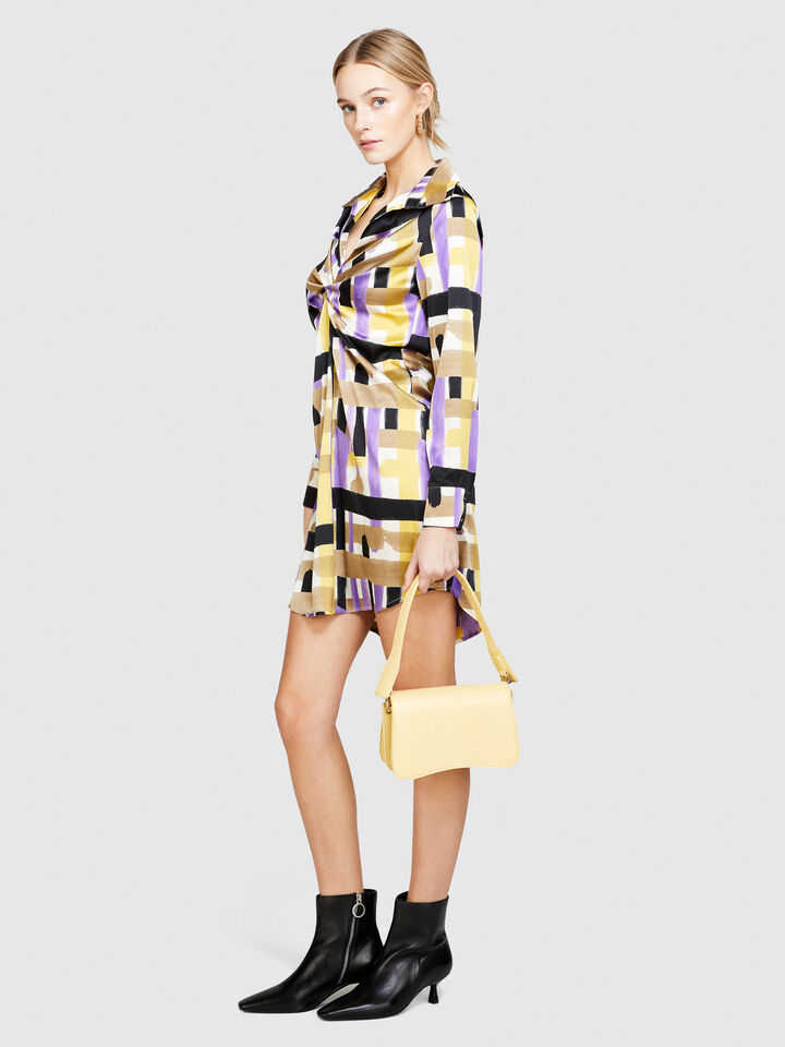 Dress in printed satin - women's short dresses - Multi-color | Sisley image number 2